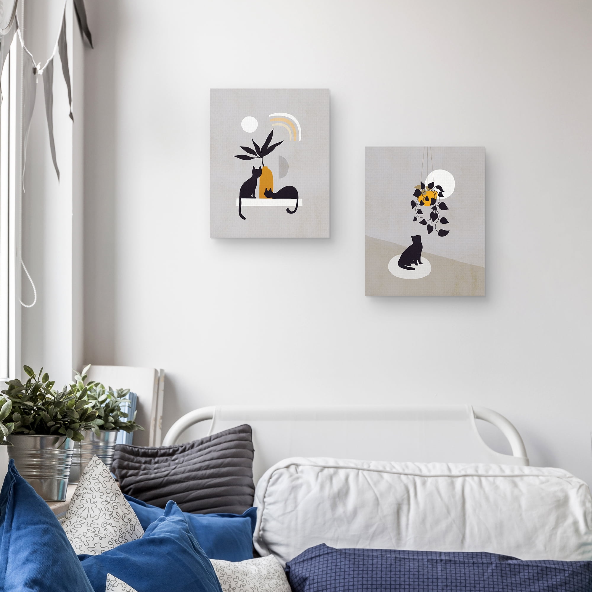 Cats and Nature 1 & 3 by Dominique Vari Canvas Art Print