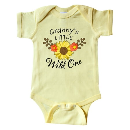 

Inktastic Granny s Little Wild 1 with Beautiful Sunflower Gift Baby Boy or Baby Girl Bodysuit