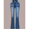 thumbnail image 5 of 2025 new women's high waisted elastic embroidered flared jeans, machine washable, suitable for all seasons, 5 of 5