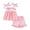 A149-Pink, variant on XZNPDUCQ Girls Toddler Summer Outfit Waffle Striped Short Sleeve T-shirt Elastic Waist Shorts 2 Piece Short Set Short Sets For 6 12 18 24 Months 2T 3T 4T 5T Dailywear Pink，12-18