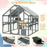82L Catio Enclosure for Cars, Seizeen Outdoor Cat House Cat Cage Extra Large Walk-in Enclosure for Kitty Pet w/Waterproof Top, Bridges, Platforms, Rest Boxes