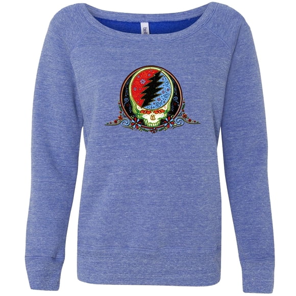 Grateful Dead - Calaveras Blue Off-Shoulder Juniors Sweatshirt