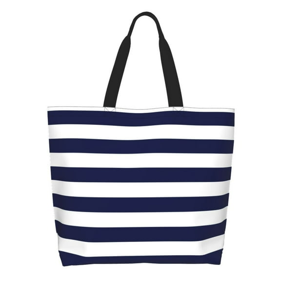 Rateoe Navy Blue And White Stripes Tote Bag - Waterproof Lightweight Handbags Travel Shoulder Bag for Hiking Yoga Gym Swimming Travel Beach