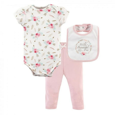 UPC: 0660168712438 | Little Treasure Baby Girl Bodysuit  Pant and Bib  Boho  3-6 Months