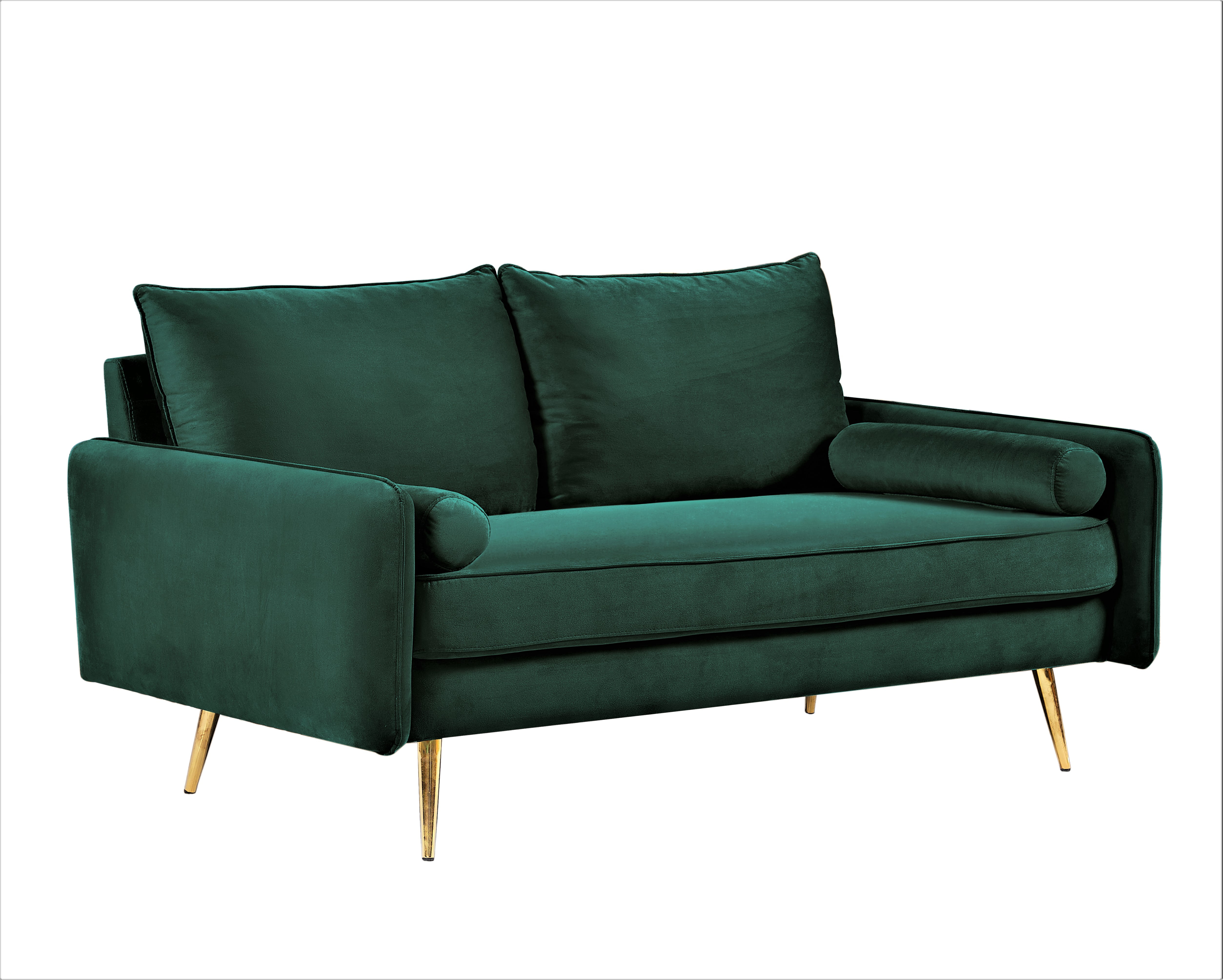 US Pride Furniture Villeda 58''W Polyester Square Arms Loveseat Green