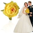 thumbnail image 2 of Artificial Single Rose with Realistic Appearance, Faux Floral Decoration for Home Wedding Events Dressing Wear, No Maintenance Required Long Lasting DIY Gift, 1Pc, Multicolor(Yellow,2.7x2.7"), 2 of 6