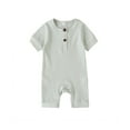 thumbnail image 2 of Qiylii Newborn Baby Romper Short Sleeve Knit Ribbed Solid Color Cotton Jumpsuit, 2 of 8