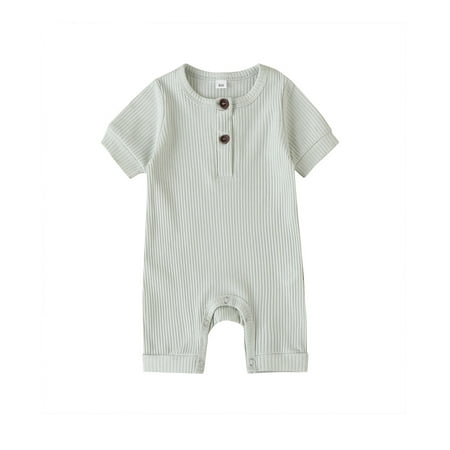 

Musuos Newborn Baby Short Sleeve Romper Solid Color Cotton Jumpsuits