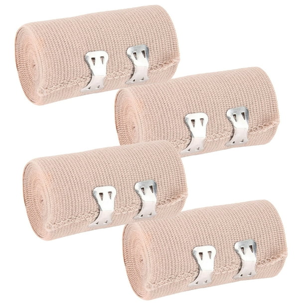 4pcs vendas médicas elásticas envolvente rollo de compresión con clips de metal adicionales suministros deportivos para el brazo de soporte de tobillo lesión en la pierna o pecho