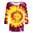 thumbnail image 5 of CYMMPU Tie Dye 3/4 Sleeve Fall Fashion Shirts Spring Tops Loose Fit Tunic Tops Boho Blouses for Women Dressy Casual Crew Neck Ombre T-Shirts S, 5 of 5
