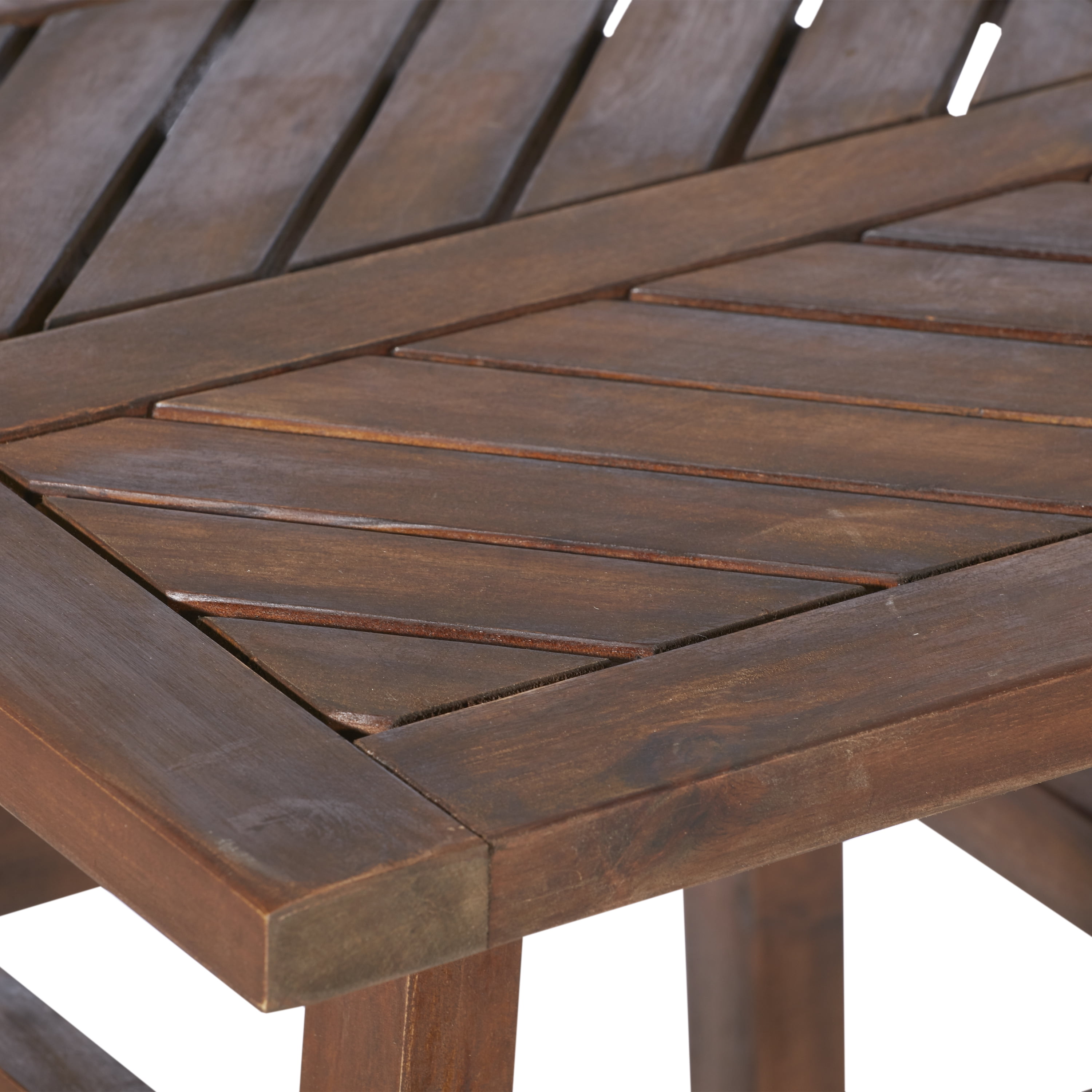 Manor Park Wood Outdoor Patio End Table with Chevron Design, Dark Brown
