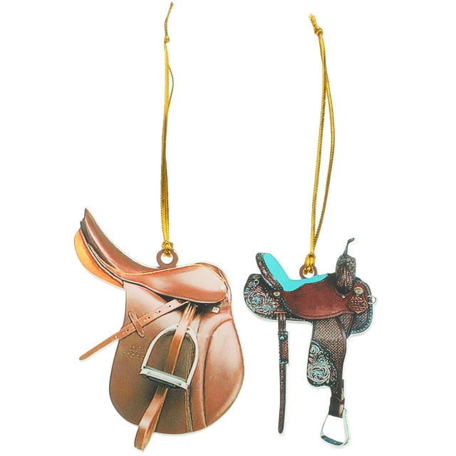 Miangastore Western Saddle Ornament for Car Rear View Mirror Decor Assorted Color Acrylic 2 Pieces