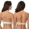 thumbnail image 2 of Curve Muse Plunge Bralette with Floral Lace-2pack-SAGE,LIGHT PINK-S, 2 of 7