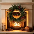 thumbnail image 6 of Artificial Cypress Christmas Wreath Pinecone Red Berry Front Door Hanging Holiday Decor, 6 of 6