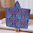 thumbnail image 5 of Purple and Blue Damask Pattern Hooded Bath Towel，60"x35" for Ages 3 To 12 Kids, Quick Dry Lightweight Soft Microfiber Hood Beach Towel Cover Up for Kids, 5 of 7