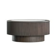 thumbnail image 2 of Coffee Tables 35.43 inch Modern Faux Marble Pattern Stickers Coffee Table Round Coffee Table for Living Room,Small Table with Sturdy Pedestal,Dark Brown,Coffee Tables With Storage, 2 of 6