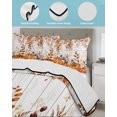 thumbnail image 3 of Full Size Quilt Bedding Set, Fall Orange Pumpkins Reversible Summer Quilt 3 Pieces, Thanksgiving Autumn Leaf Wood Grain Lightweight Bedspreads Coverlets with 2 Pillow Shams for All Seasons, 3 of 5