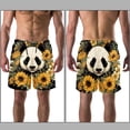 thumbnail image 3 of luoweisi Men's Beach Shorts Quick Dry Swim Trunks with Mesh Lining Panda Sunflower L, 3 of 5