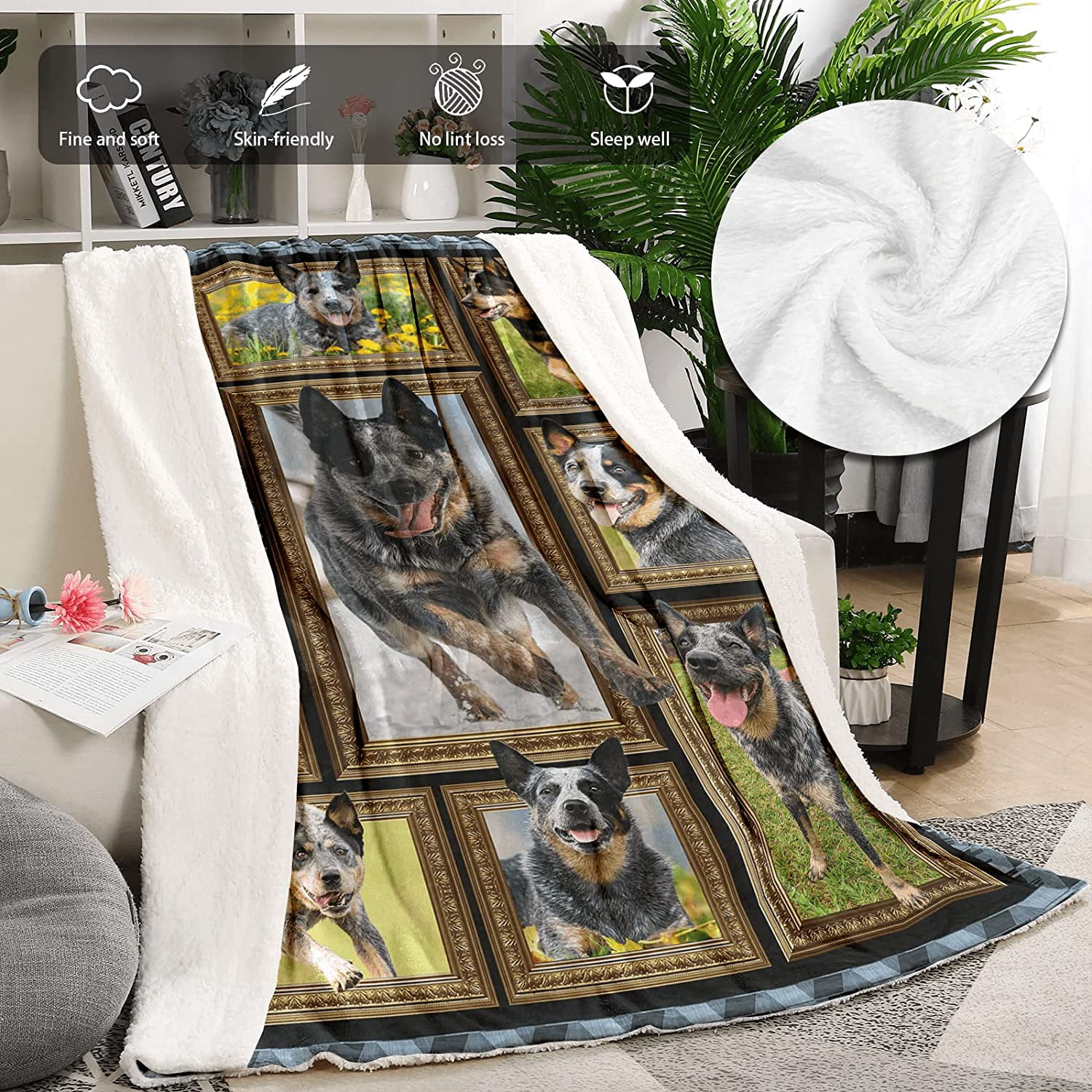 Australian Cattle Dog Blanket, Fleece Throw Blanket for Couch Bed, Soft Cozy Warm Flannel Blankets and Throws for Sofa Living Room, Gifts for Dog Lovers, 60" x 80" Twin Size