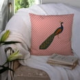 thumbnail image 3 of Carolines Treasures Indian Peacock Peafowl Pink Check Fabric Decorative Pillow 14Hx14W multicolor, 3 of 4