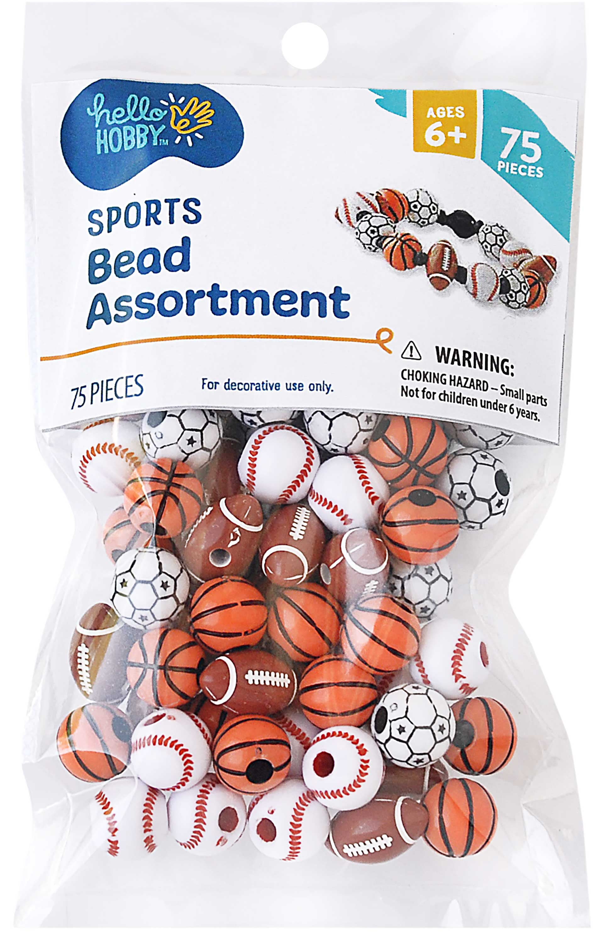 (3 pack) Hello Hobby Sports Bead Assortment, 75 Pieces