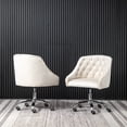 thumbnail image 2 of Cream Velvet Tufted Swivel Task Chair with Silver Base and Wheels, 2 of 2