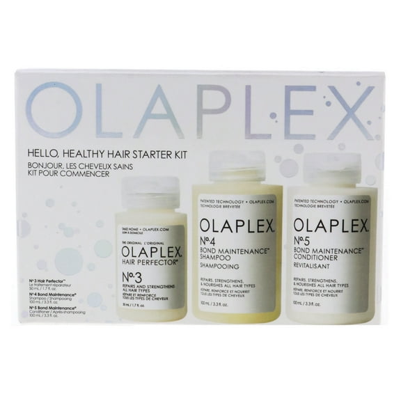 Olaplex Hello Healthy Hair Starter Kit (No.3 Hair Perfector 1.7 oz, No.4 Bond Maintenance Shampoo 3.3 oz, No.5 Bond Maintenance Conditioner 3.3 oz)