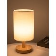 thumbnail image 4 of Muyoka Lámpara de mesa de lino Control táctil LED regulable con luz blanca cálida Lámpara de madera alimentada por USB junto a la lámpara para la decoración de la sala de estar del dormitorio, blanco Muyoka Hogar, 4 of 6