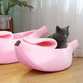 thumbnail image 6 of BIMZUC Banana Shape Pet Bed Removable Washable Semi Closed Winter Warm Pet House Cozy Sleeping Cushion for Small Cat Dog Hamster Squirrel Pink 16.5 x 5.9 x 4.7 Inches, 6 of 9