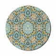 thumbnail image 1 of Boho Mouse Pad for Computers, Boho Pattern with Odd Geometric Triangles Shapes Oriental Art Print, Round Non-Slip Thick Rubber Modern Gaming Mousepad, 8" Round, Blue Yellow, by Ambesonne, 1 of 2
