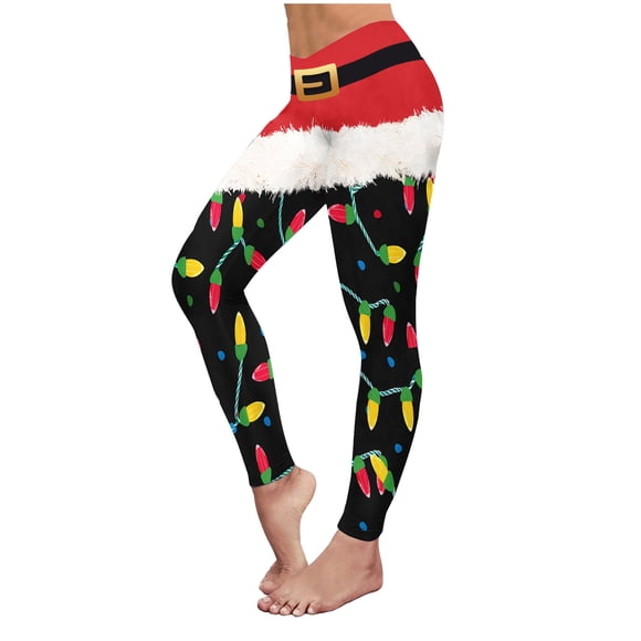 Joau Leggings de Noël Moches pour Femmes, Taille Haute Contrôle du Ventre Doux comme du Beurre Leggings de Yoga Athlétiques Thème Festif de Vacances Collants Confortables