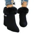 thumbnail image 3 of Willtoo Women's Suede Chunky Heeled Fluffy Fur Warm Ankle Boots,Fashion Pointed Toe Side Zipper High Heel Warm Booties,Outdoor Casual Non-slip Dressy Winter Boots Black, 3 of 7