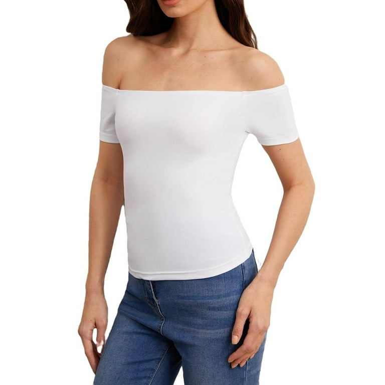 Off the shoulder white tee shirt 2025 Off the shoulder white tee shirt 2025