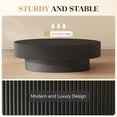 thumbnail image 2 of Gelloan 43.7" Olive Shape Wood Coffee Table, Modern Fluted Coffee Table for Living Room, Veneer Handcrafted Relief Tea Table with Sturdy Pedestal,Black, 2 of 7