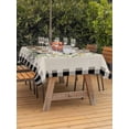 thumbnail image 3 of Outdoor Tablecloth with Umbrella Hole for Patio/Picnic/Party/Camping, Summer Daisy Waterproof Table Cloth Rectangle Table Cover Washable, Retro Botanical Flower Wreath Bow Plaid Beige (60"x 84"), 3 of 8