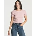 thumbnail image 2 of Real Essentials 4-Pack: Women's Short Sleeve Ribbed Knit Cotton Crew Neck Crop Top T-Shirt - (Available in Plus), 2 of 6