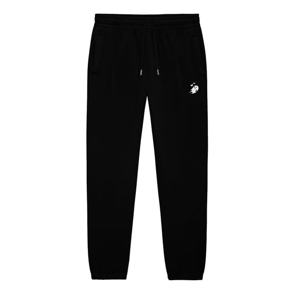 Dalix Heartly Ghost Embroidery Heavy Weight Fleece Sweatpants Soft Lounge Pant Drawstring Waistband Pockets Womens in Black XS X-Small
