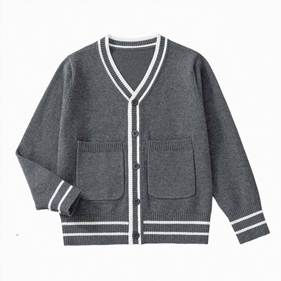 HCNTES Girls Long Sleeve Cardigan Sweater Girls Button Closure Knitted Cable Cardigan(5-7 Years,Dark Gray#1)