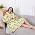 thumbnail image 5 of Oversized Wearable Blanket Hoodie,LightYellow Cartoon Dinosaurs Small Dinosaurs Pattern Sherpa Blanket Hoodie with Super Pockets,Super Warm Fuzzy Pullover for Women & Men, 5 of 6