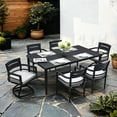 thumbnail image 6 of 7-Piece Outdoor Patio Aluminum Furniture, Modern Dining Set, including 4 Dining Chairs & 2 Swivel Rockers Sunbrella Fabric Cushioned and Rectangle Dining Table with Umbrella Hole, Ember Black, 6 of 6