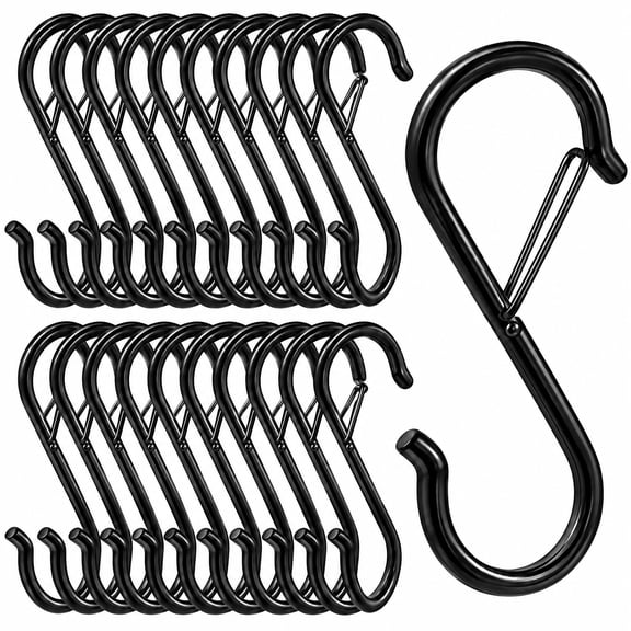 20 Pack S‑Shaped Windproof Hook, Stainless Steel Heavy‑Duty S Hooks for Kitchen Closet Garage Garden Hanging Storage Organizer
