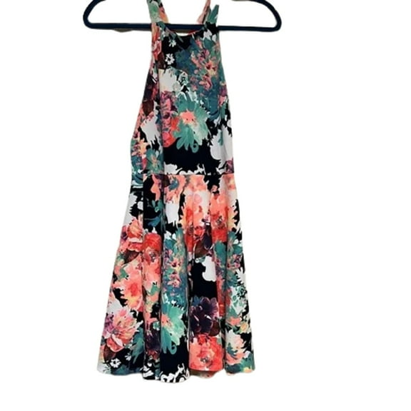 Aqua Womens Mini Flounce Dress,Pink /Blue Floral,Medium