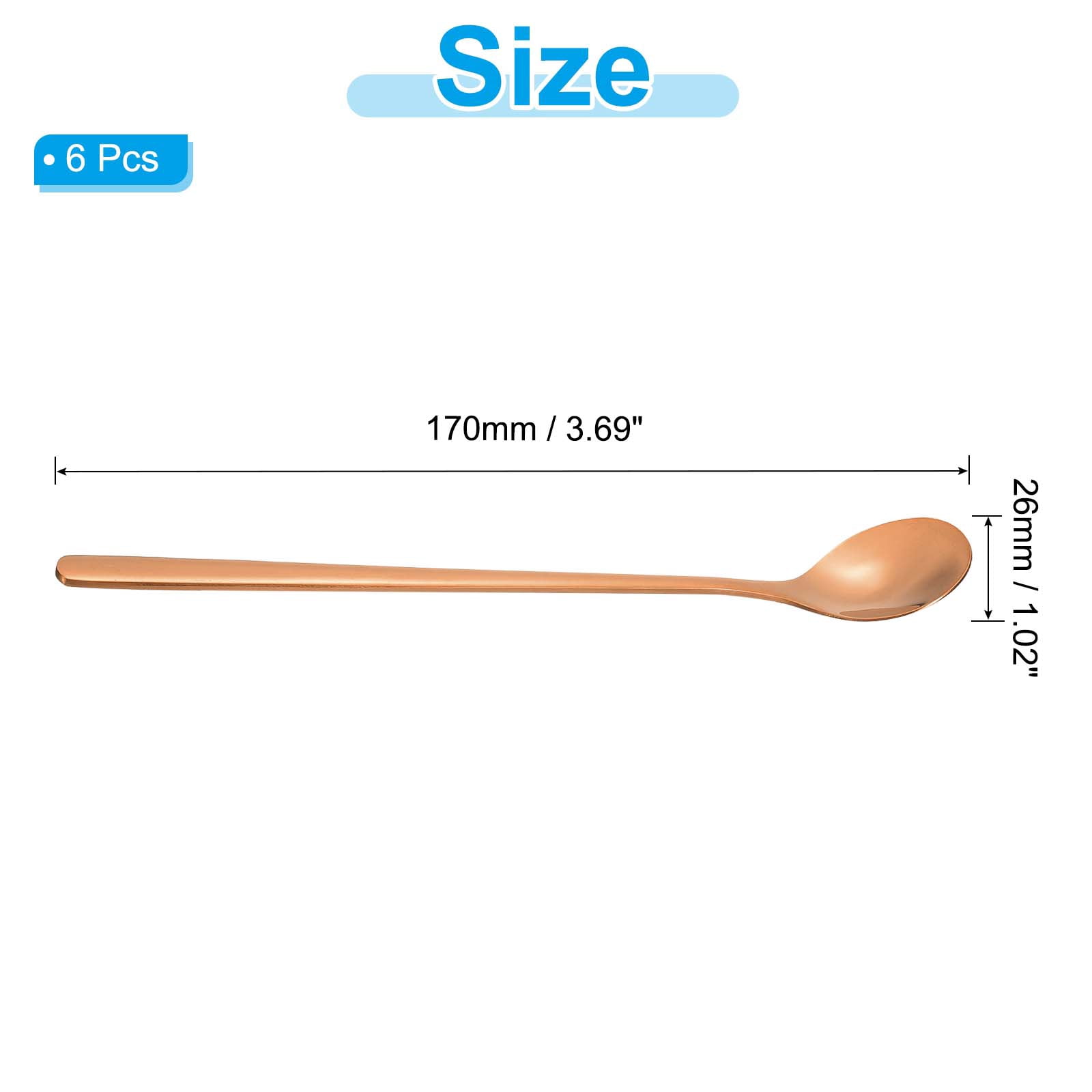 Unique Bargains Stainless Steel Cocktail Stirring Long Handle Spoon for Drink Rose Gold