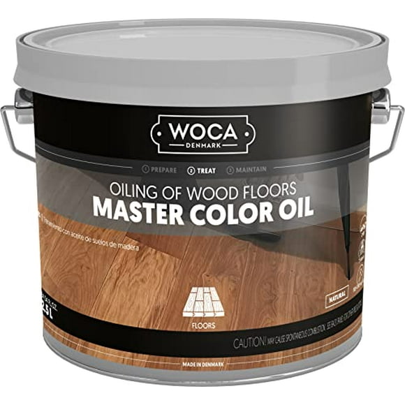 WOCA Denmark – Master Color Oil – Plant Based Oil Penetrating Stain and Finish for Wood Furniture, Floors, Trim and Cabinets – 2.5L – Natural
