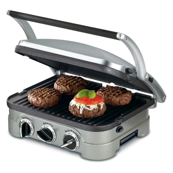 Indoor Grill Panini Press - 5-in-1 Griddler, Nonstick Cooking Plates, Adjustable Temp Control, Stainless Steel