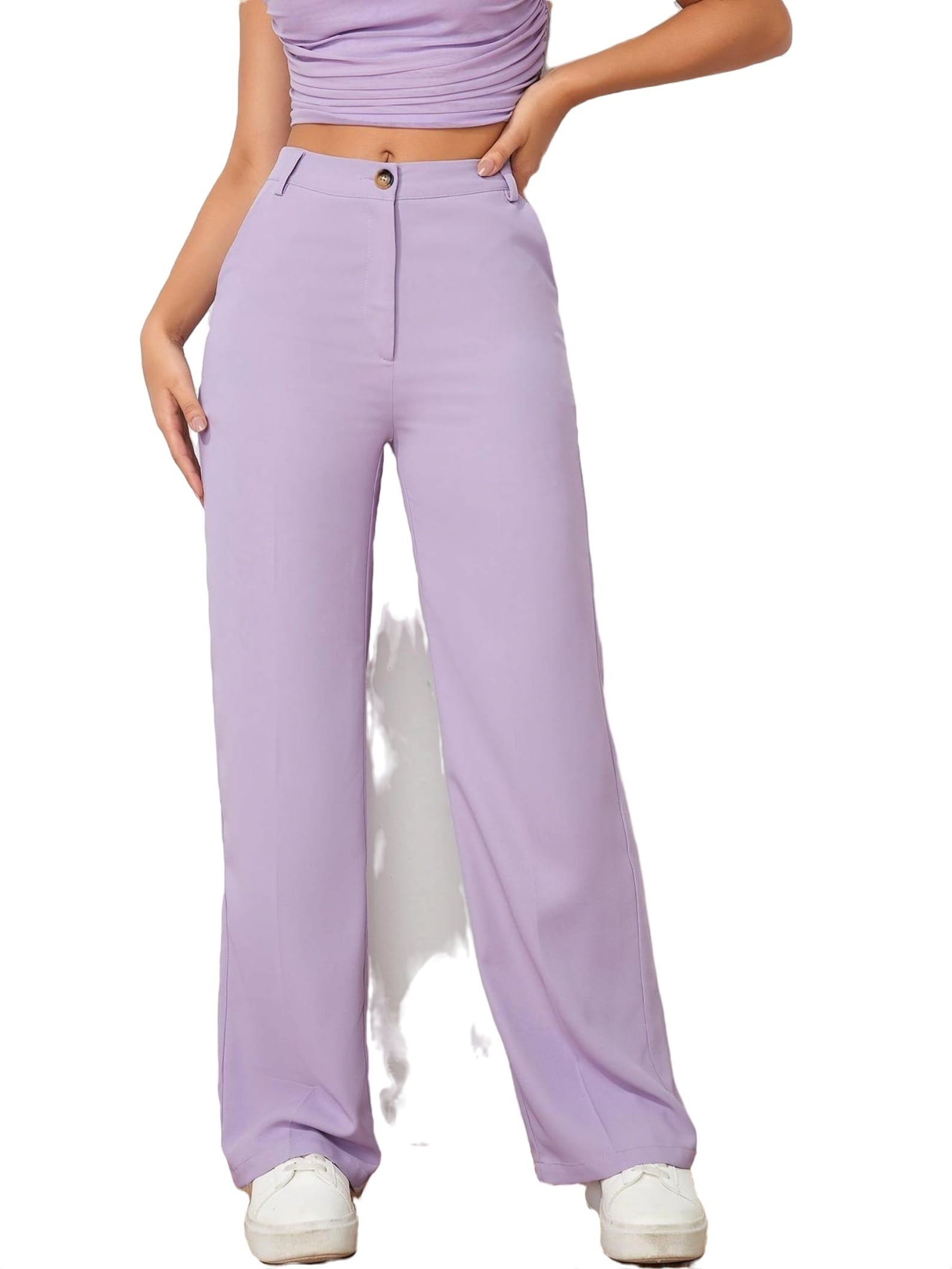 パンツ OFF WHITE Women Straight Pants OWYB018S24DEN001 PURPLE Elegant Straight Leg Plain Lilac Purple Long Women Pants