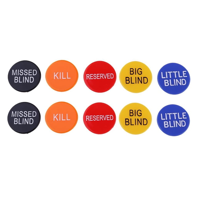 Fichas de Poker Sunnimix 10 piezas BIG BLIND LITTLE BLIND MISSED BLIND KILL RESERVED 3 cm