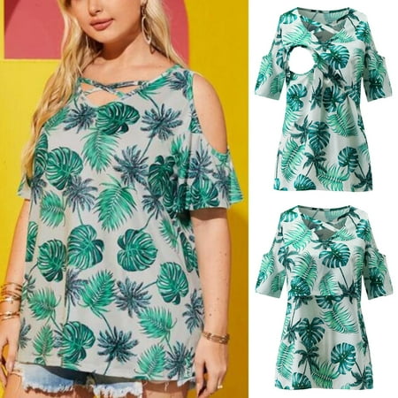 

TOTO Women S Maternity Short Sleeve V Neck Nursing T Shirt Tops For Breastfeeding