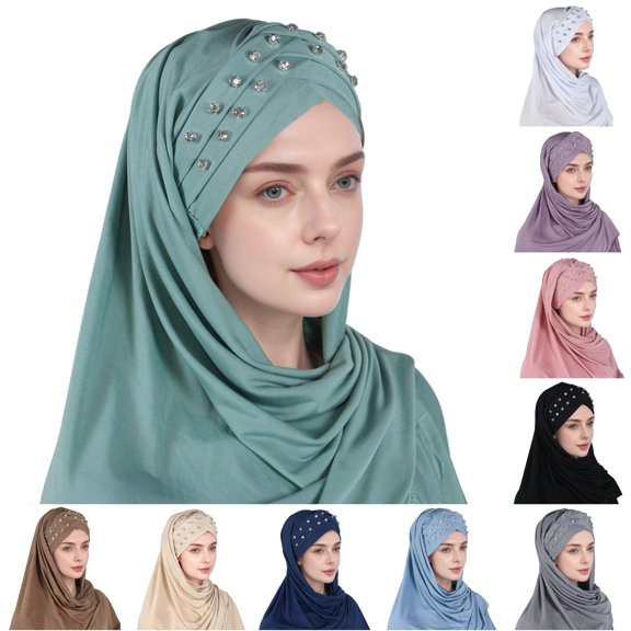 HNMKIU Women Ruffle Chemo Turban Wrap Cap Scarf Hat Shawl Headwear ,Green