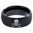 thumbnail image 2 of Tungsten Skull and Cross Bone Heart Emoji Eyes Band Ring 8mm Men Women Comfort Fit Black Dome Brushed Polished, 2 of 4